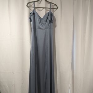 azazie ocean dress in dusty blue